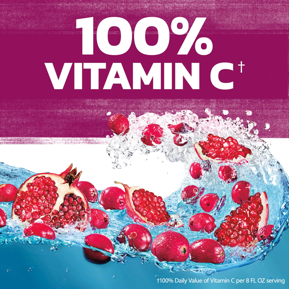 Ocean Spray Cran-Pomegranate fruit visual conveys real fruit juice ingredients.