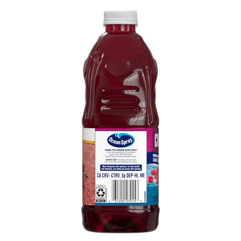Ocean Spray Cran-Pomegranate bottle on a bright kitchen counter