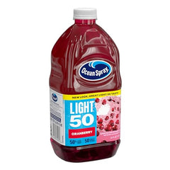 Closeup of Ocean Spray Cran50 label highlighting real fruit concentrate.