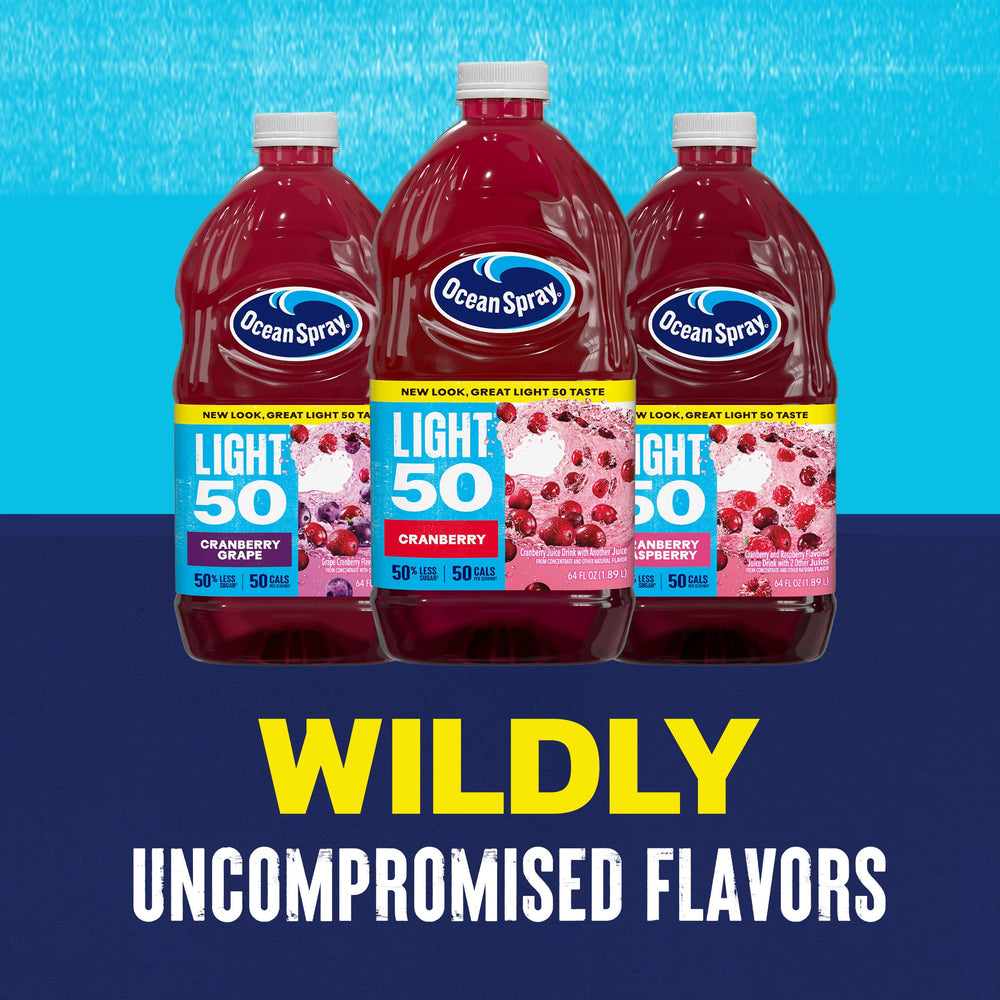 Ocean Spray Cran50 ingredients close-up showing cranberry blend.