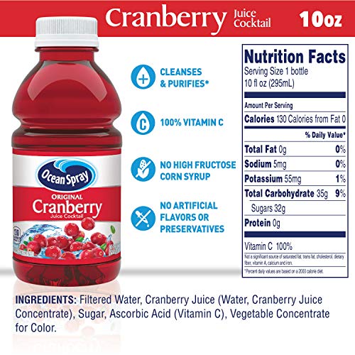 Ocean Spray Cranberry Cocktail glass with ice highlighting refreshing flavor.