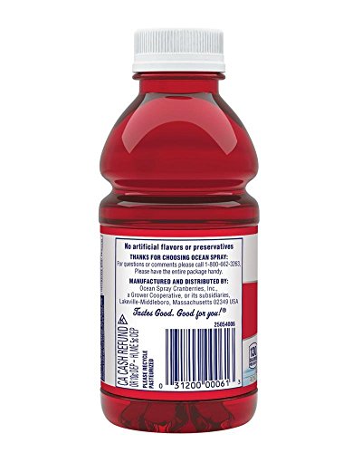 Ocean Spray Cranberry Cocktail label close-up showing no high fructose corn syrup.