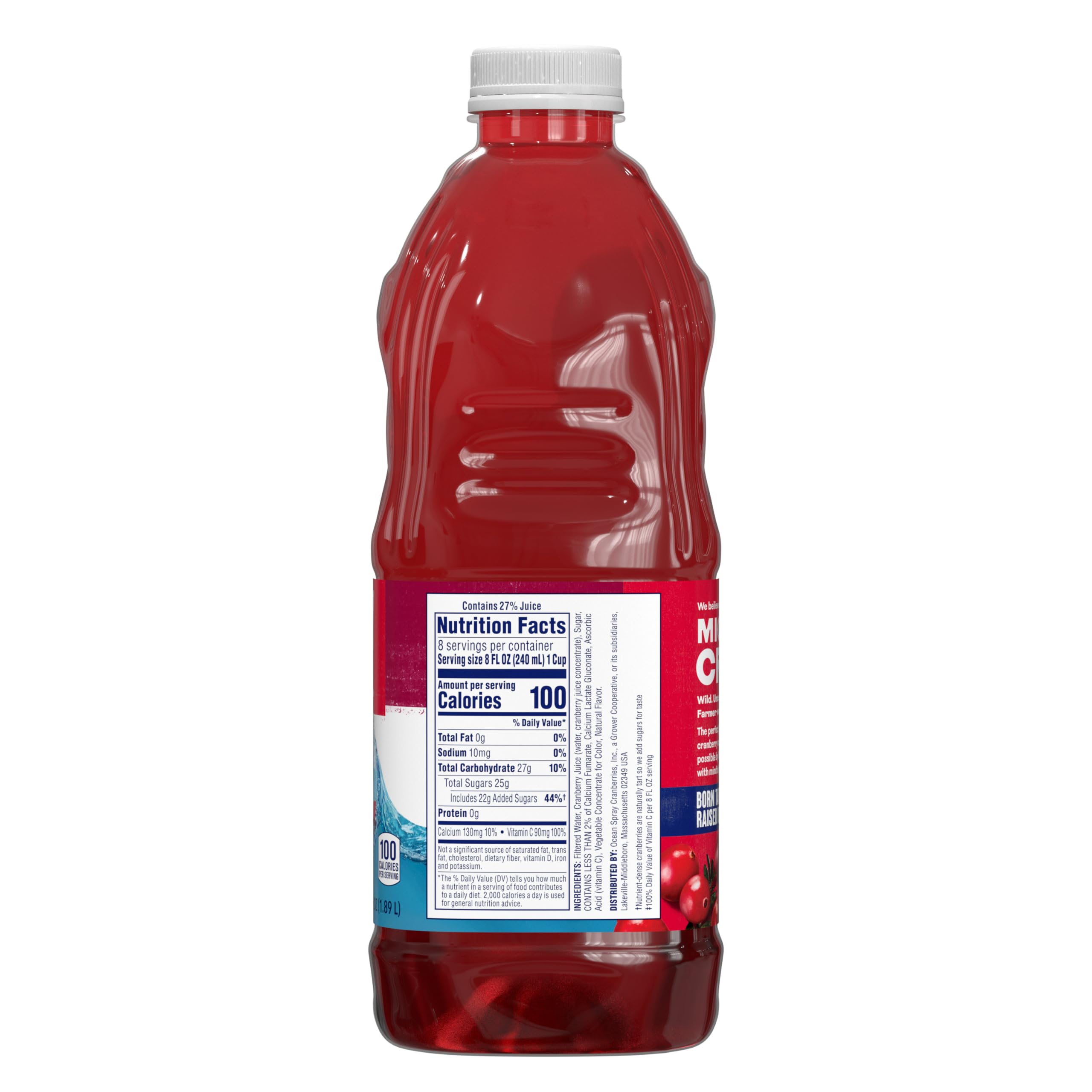 Ocean Spray Cranberry Juice Cocktail in a tall glass, tangy cocktail mixer.