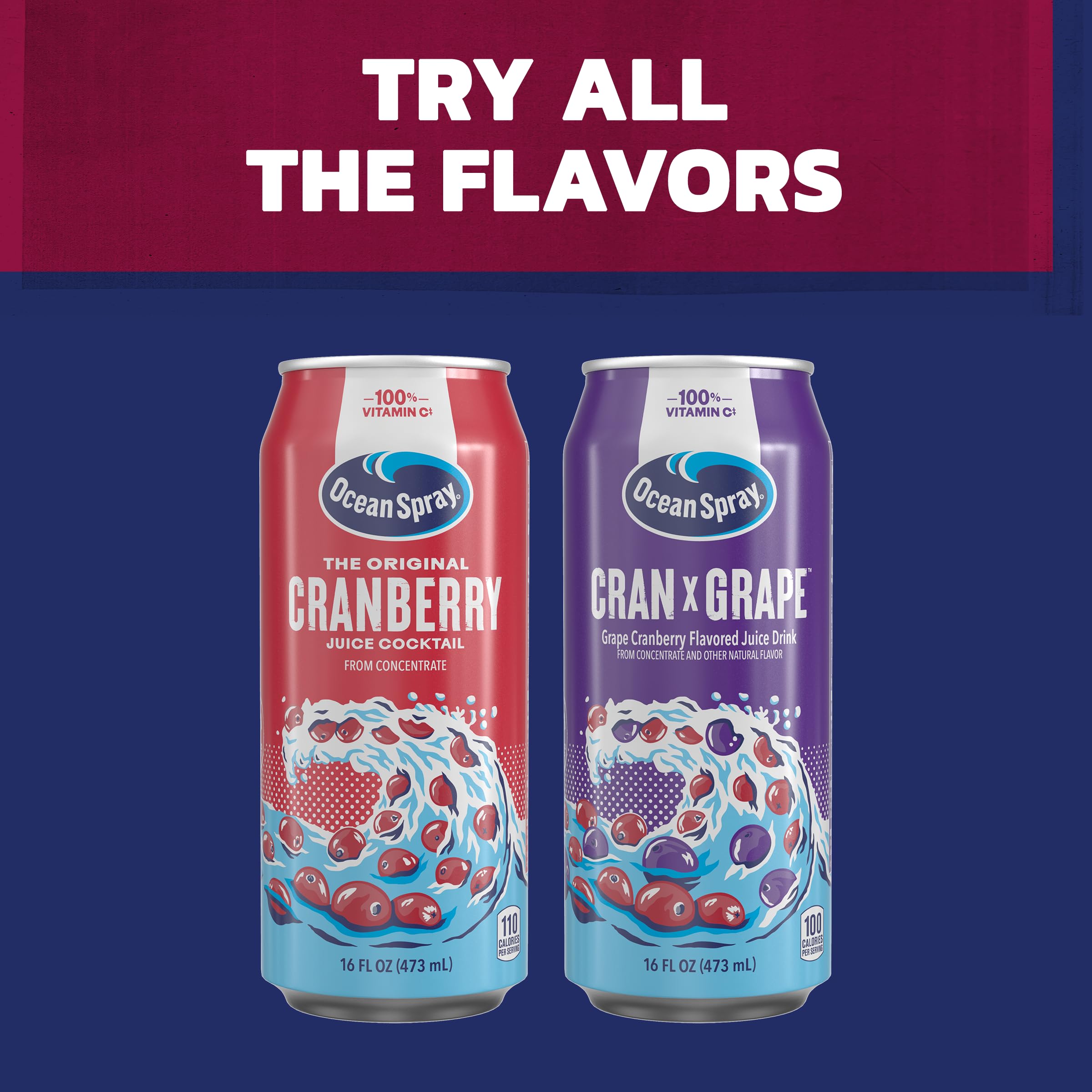 Ocean Spray Cranberry Juice Cocktail ingredients info noting no high fructose corn syrup.