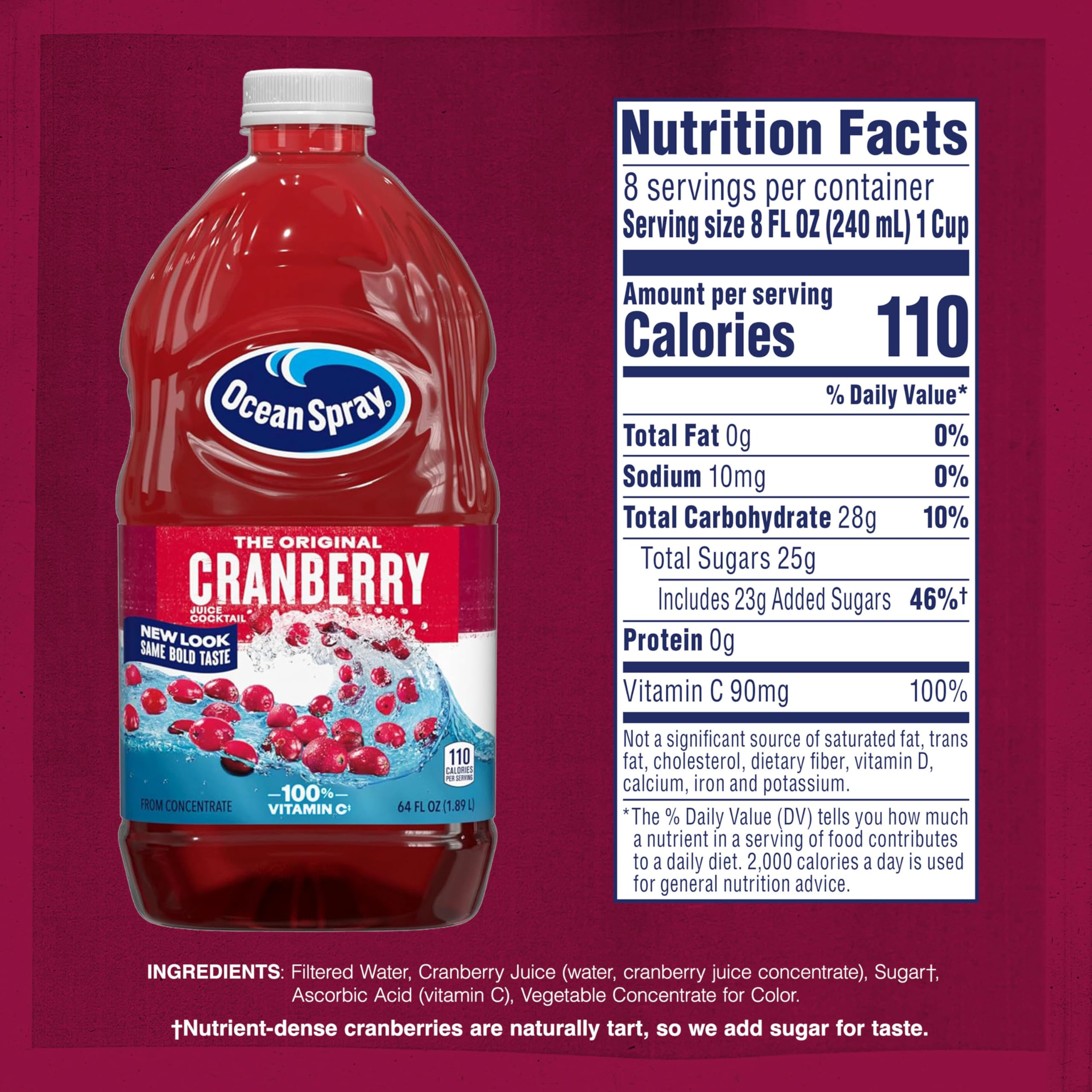 Ocean Spray Cranberry Juice Cocktail served with meatballs on a dinner table.