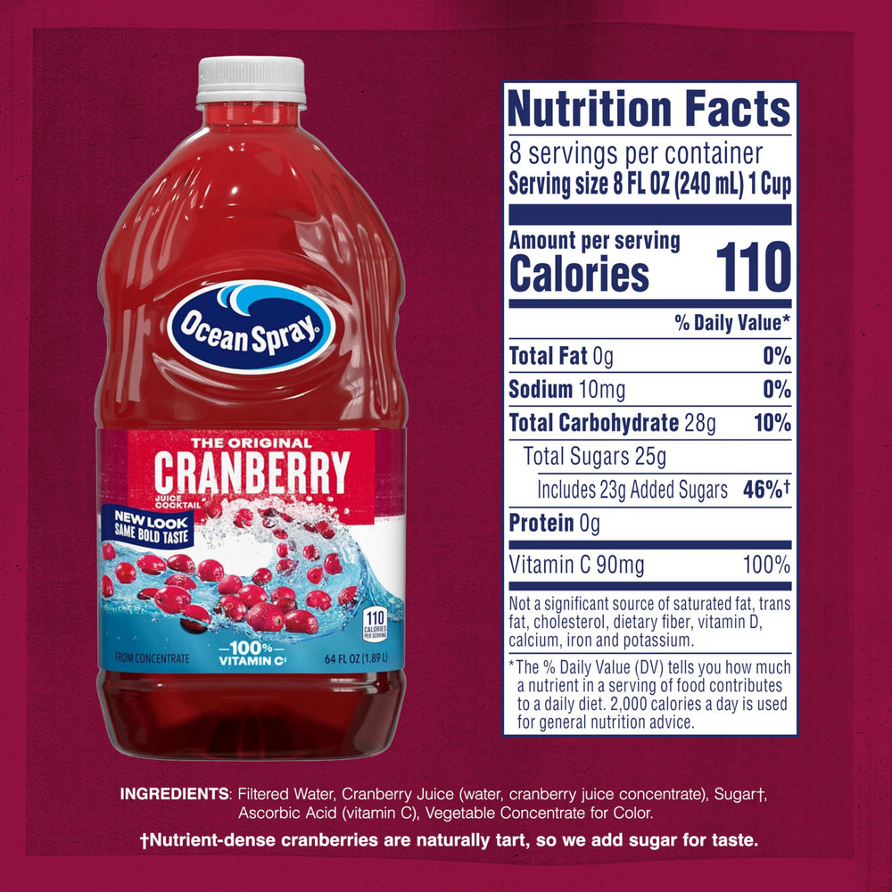 Ocean Spray Cranberry Juice Cocktail served with meatballs on a dinner table.