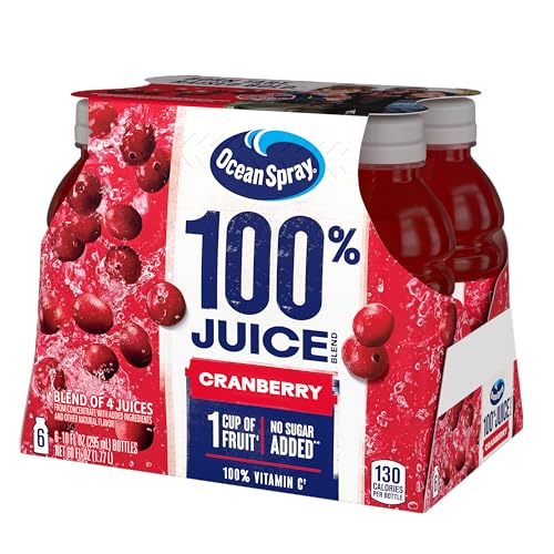 Close-up of Ocean Spray label showing 100% juice