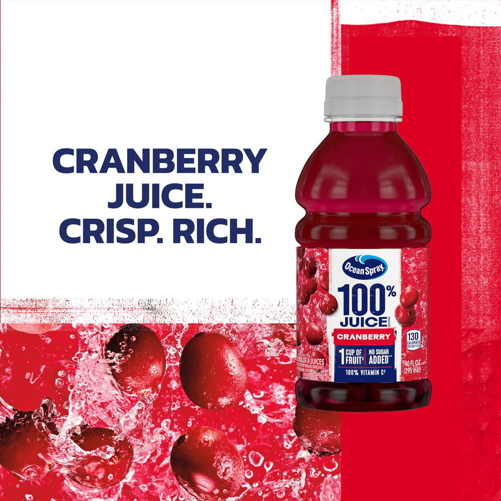 Ocean Spray cranberry juice mocktail idea with ice and garnish