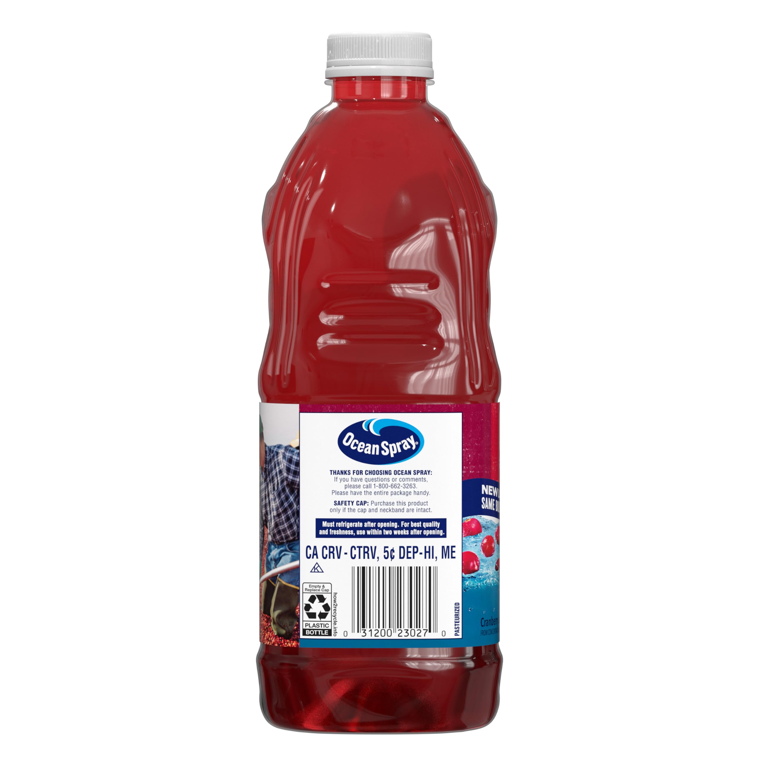 Ocean Spray Cranberry Juice Vitamin C label visible on bottle.