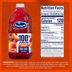 Ocean Spray cranberry mango bottle being poured into a glass.