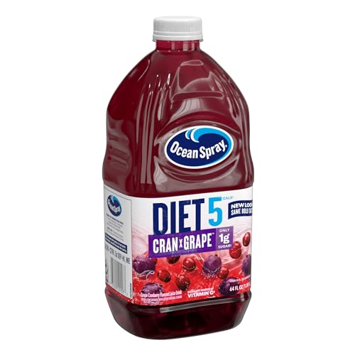Ocean Spray Diet Cran-Grape glass with ice emphasizes crisp flavor