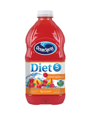 Ocean Spray Diet Cran-Mango bottle front view, bold low-calorie refreshment.