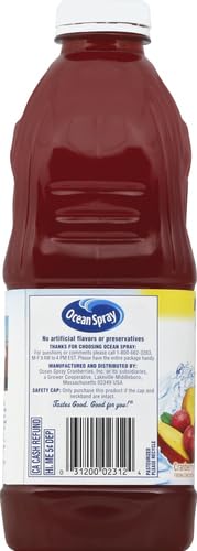 Ocean Spray Diet Cran-Mango bottle on ice with a citrus wedge.