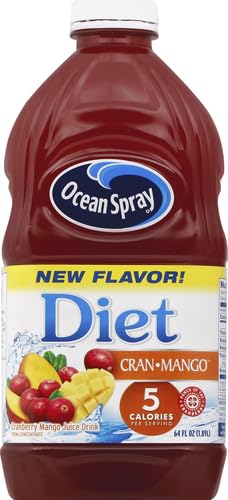 Ocean Spray Diet Cran-Mango pouring into a glass for a refreshing mocktail.