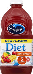 Ocean Spray Diet Cran-Mango pouring into a glass for a refreshing mocktail.