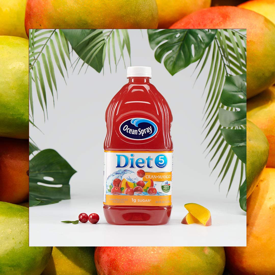 Ocean Spray Diet Cran-Mango with soda water for a light, bubbly refresher.