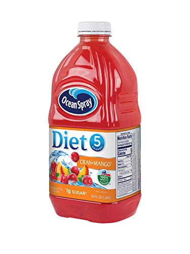 Mango slice beside Ocean Spray Diet Cran-Mango for tropical flavor hints.
