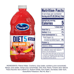 Ocean Spray Diet Cran-Mango being poured into a glass for a refreshing low-calorie drink.