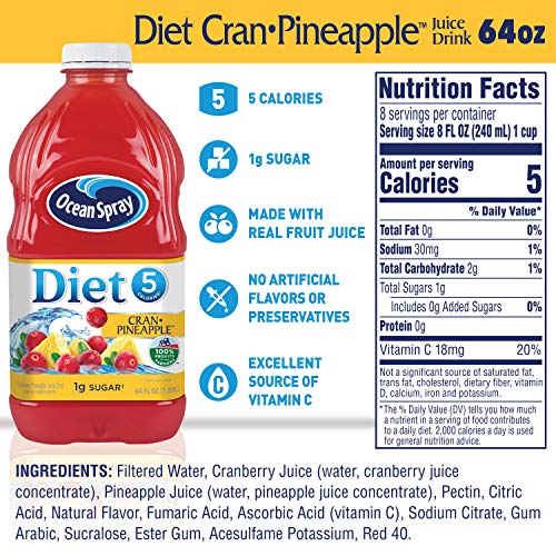 Ocean Spray Diet Cran-Pineapple glass pour over ice.