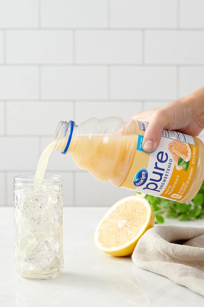Ocean Spray eight-pack display on kitchen counter, convenient everyday juice.
