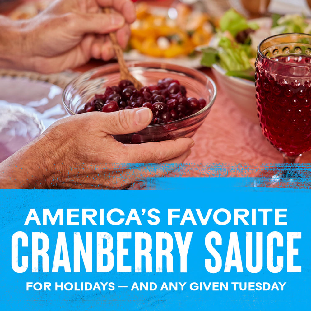 Ocean Spray Whole Berry Cranberry Sauce on a holiday table setup