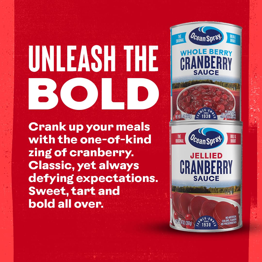 Ocean Spray Jellied Cranberry Sauce drizzle over pancakes for breakfast
