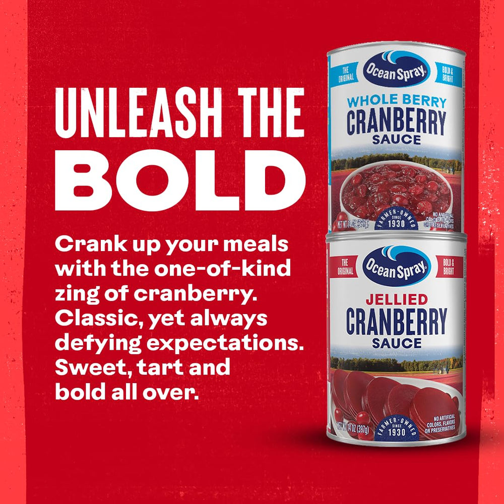 Ocean Spray Jellied Cranberry Sauce drizzle over pancakes for breakfast