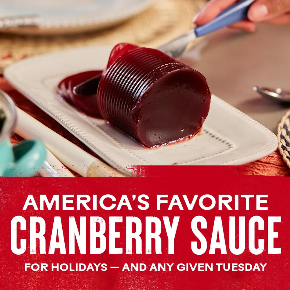 Ocean Spray Jellied Cranberry Sauce served on brie for appetizers