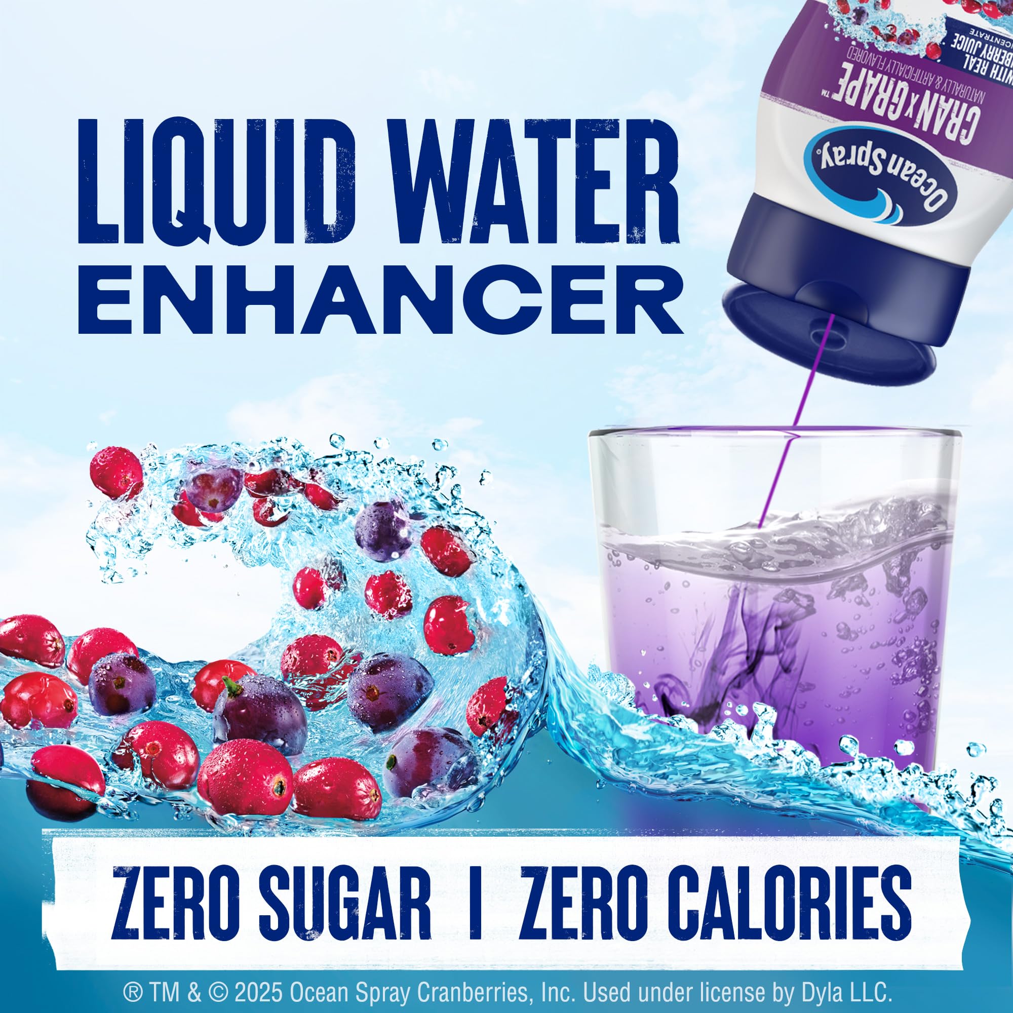 Ocean Spray liquid water enhancer bottle on a travel-friendly display.