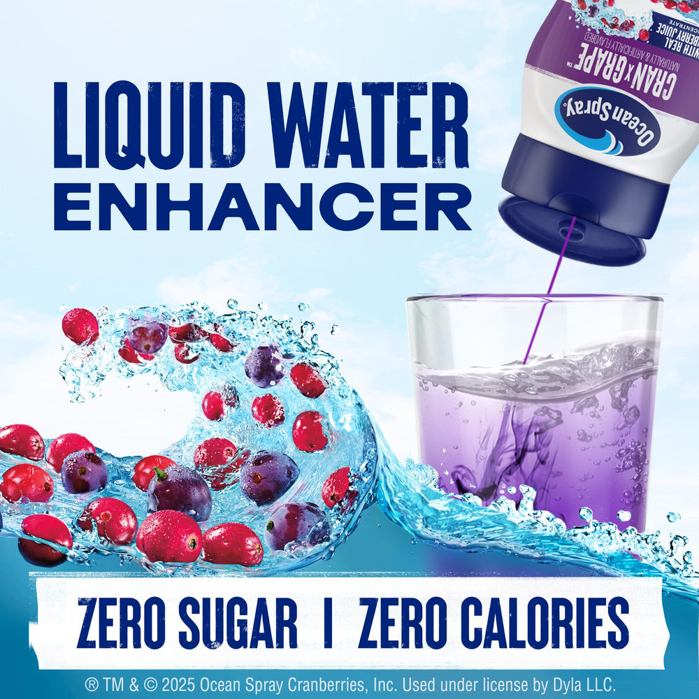 Ocean Spray liquid water enhancer bottle on a travel-friendly display.
