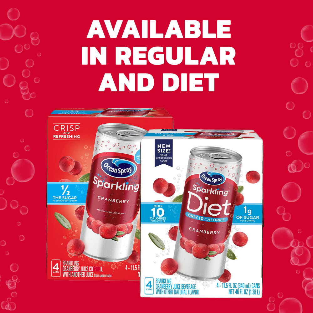Ocean Spray Sparkling Diet Cranberry fridge display conveys on-the-go refreshment for busy days.