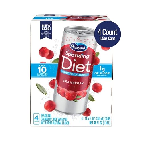 Ocean Spray Sparkling Diet Cranberry label closeup emphasizes real-fruit flavor and vitamin C.