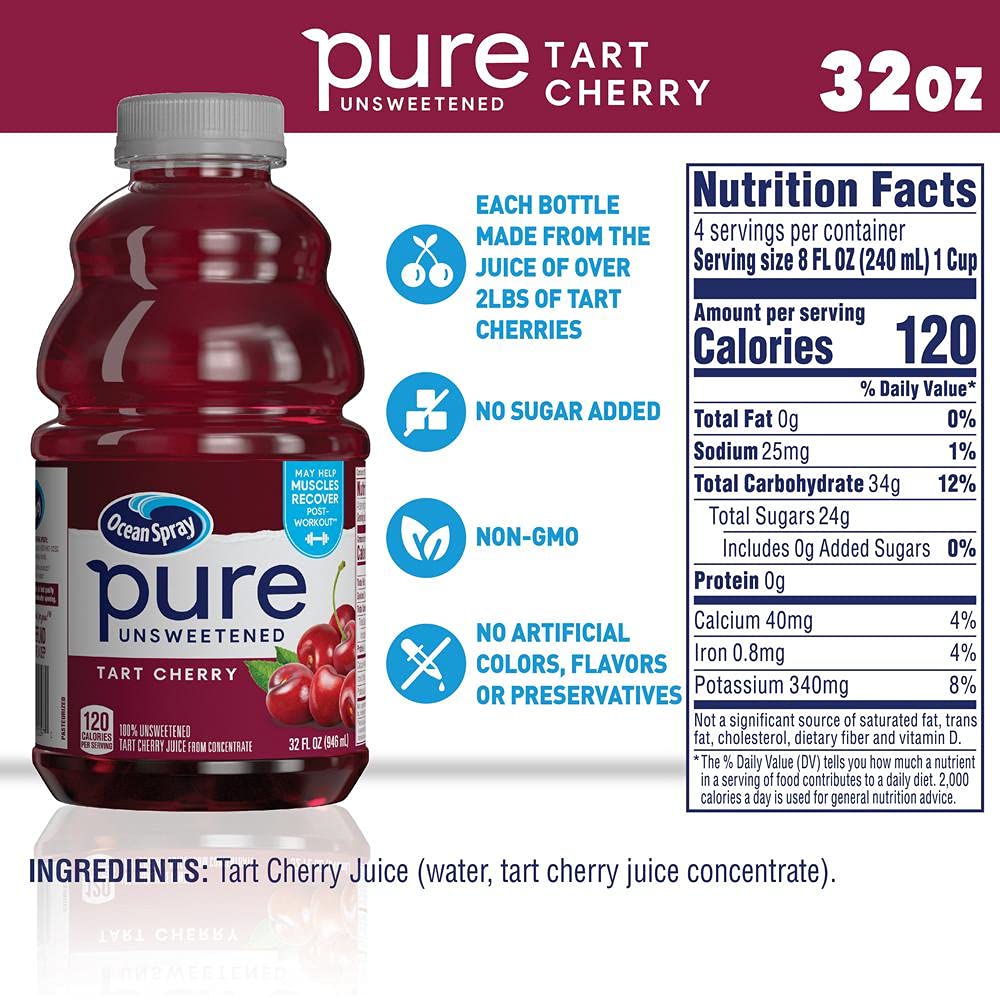 Ocean Spray tart cherry juice being poured into a glass