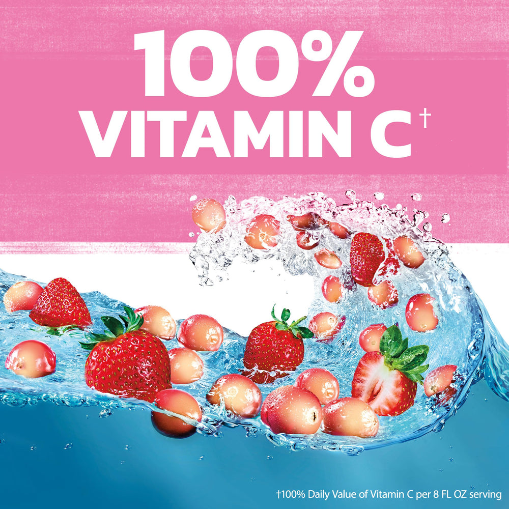 Ocean Spray White Cran-Strawberry 64oz bottle emphasizes value and versatile serving options.