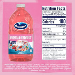 Ocean Spray White Cran-Strawberry label closeup shows no high fructose corn syrup.