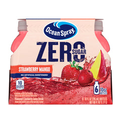 Ocean Spray ZERO Sugar Strawberry Mango bottle front for on-the-go hydration.