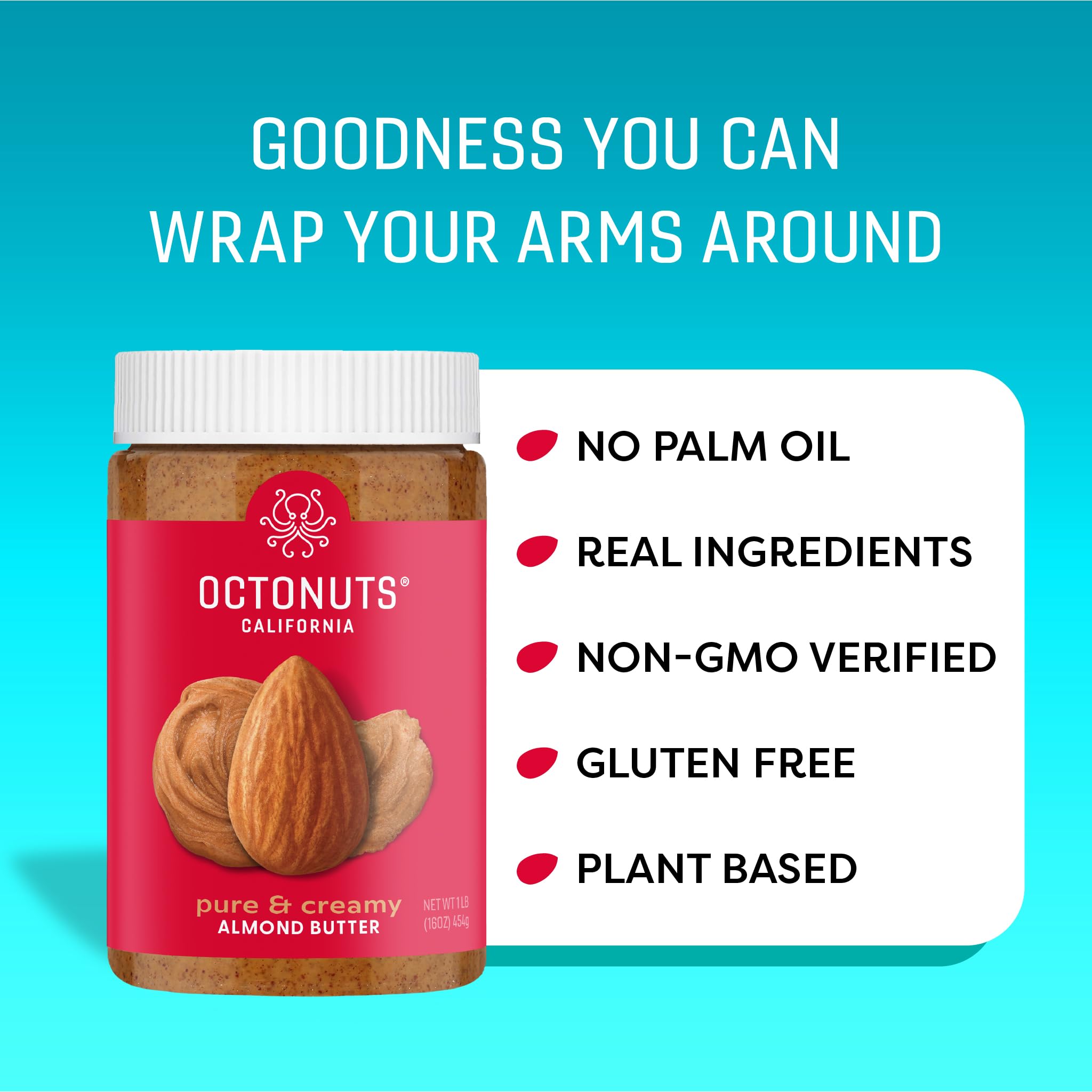 Octonuts almond butter spread on apple slices offers a dairy-free treat.