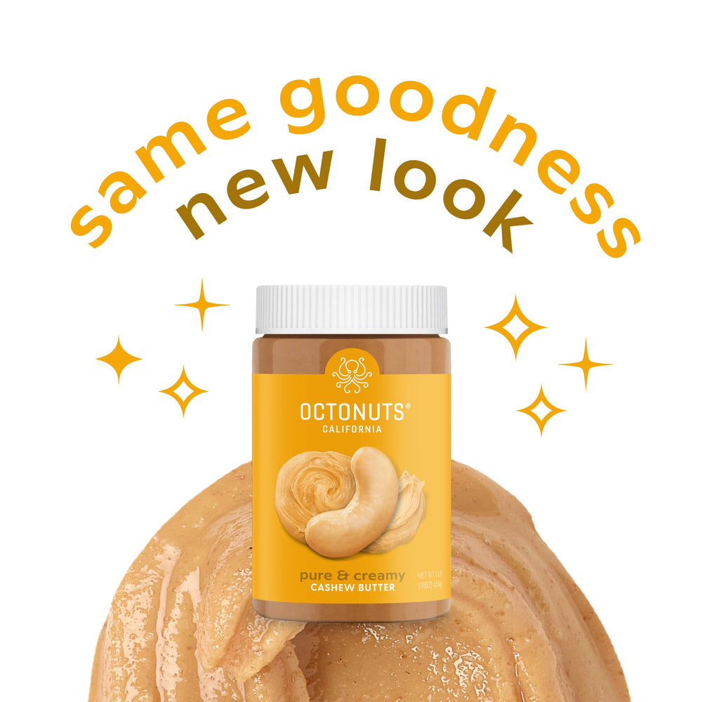 OCTONUTS cashew butter pantry scene conveys everyday versatile staple potential.