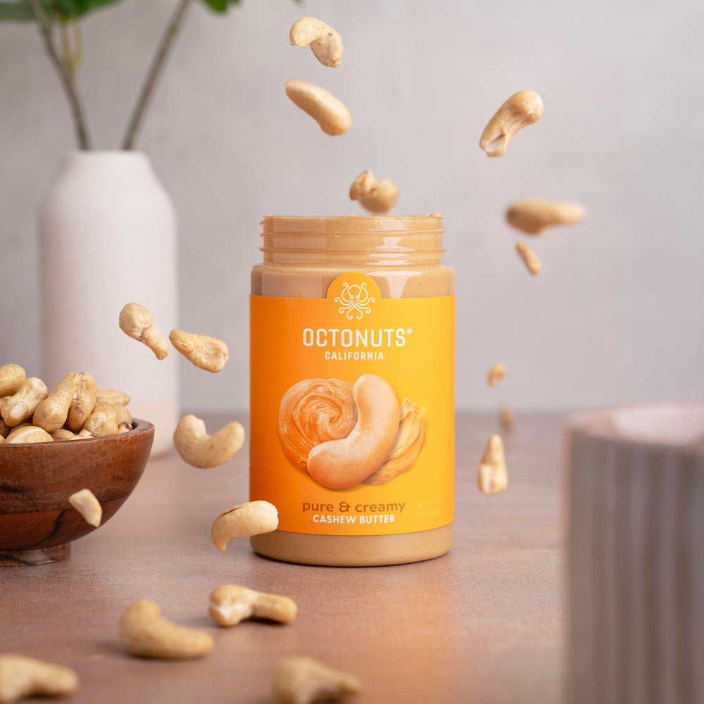 OCTONUTS cashew butter used in smoothies or sauces for easy, nutritious additions.
