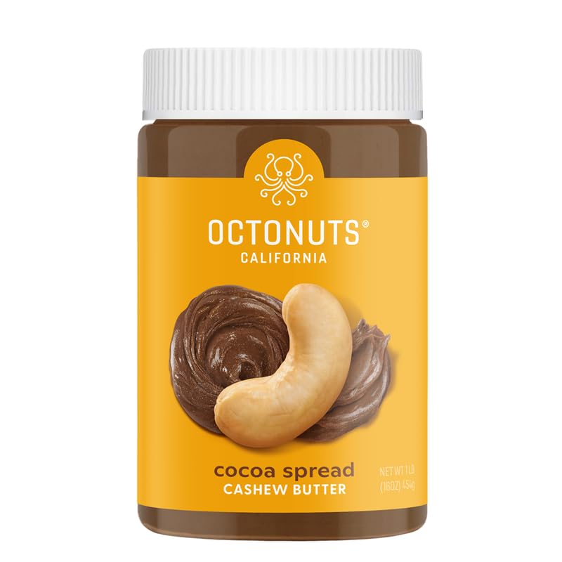 Octonuts Cocoa Cashew Spread jar, gluten-free indulgence for toast and snacks.
