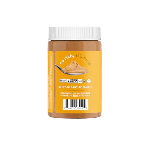 OCTONUTS creamy cashew butter jar pour highlights rich, velvety texture and convenient jar.
