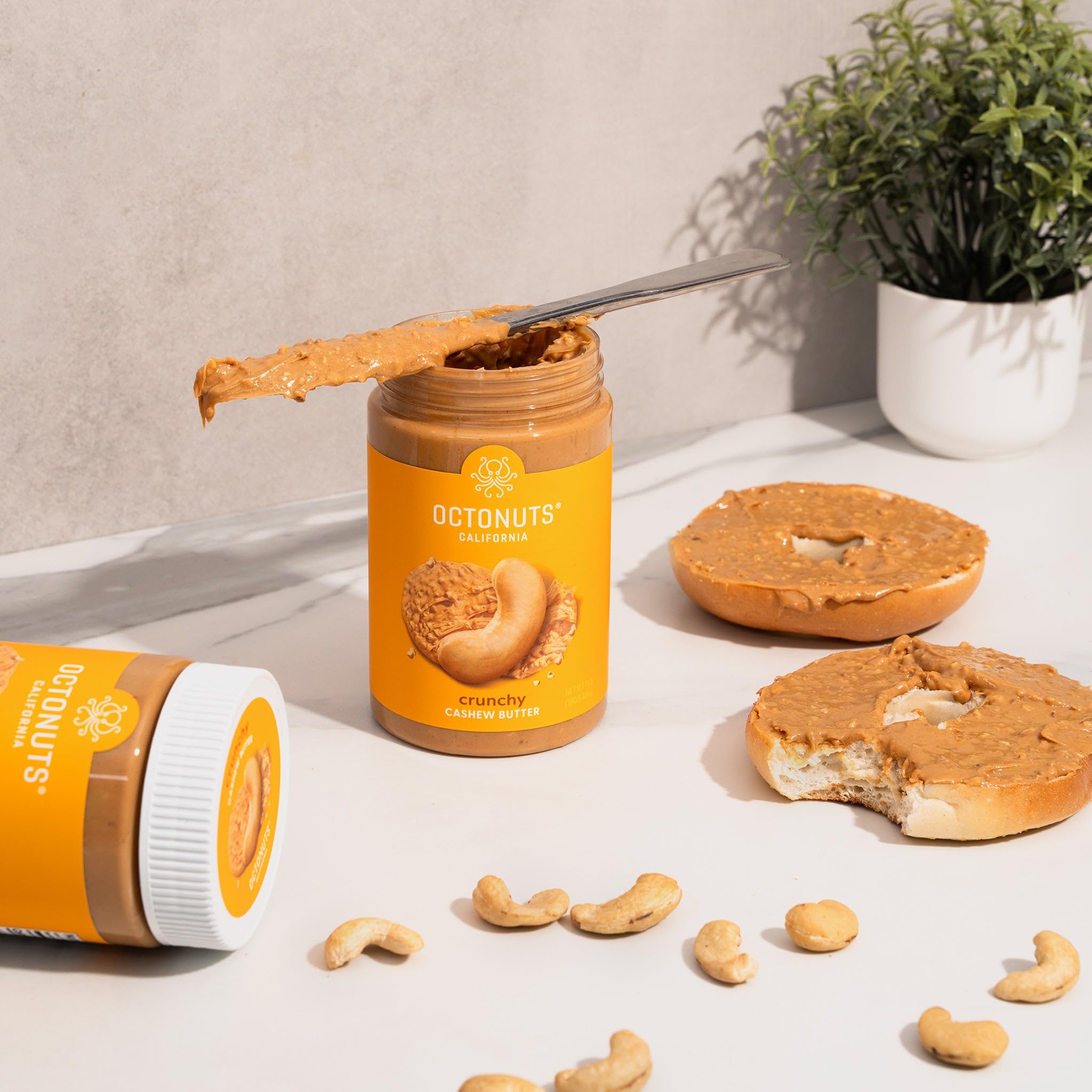OCTONUTS Crunchy Cashew Butter used in baking for healthier desserts with texture.