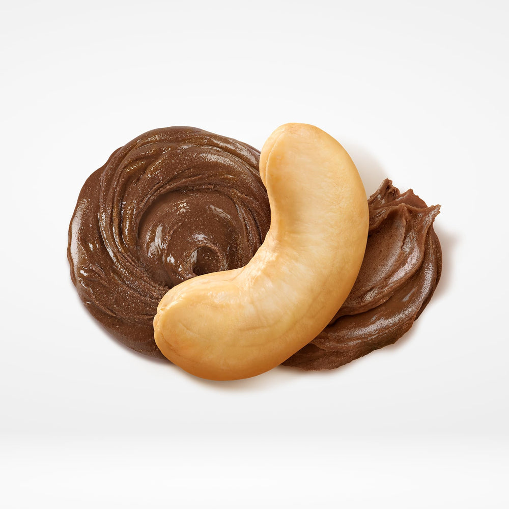 Octonuts Cocoa Cashew Spread with fruit dip, palm oil-free snack.