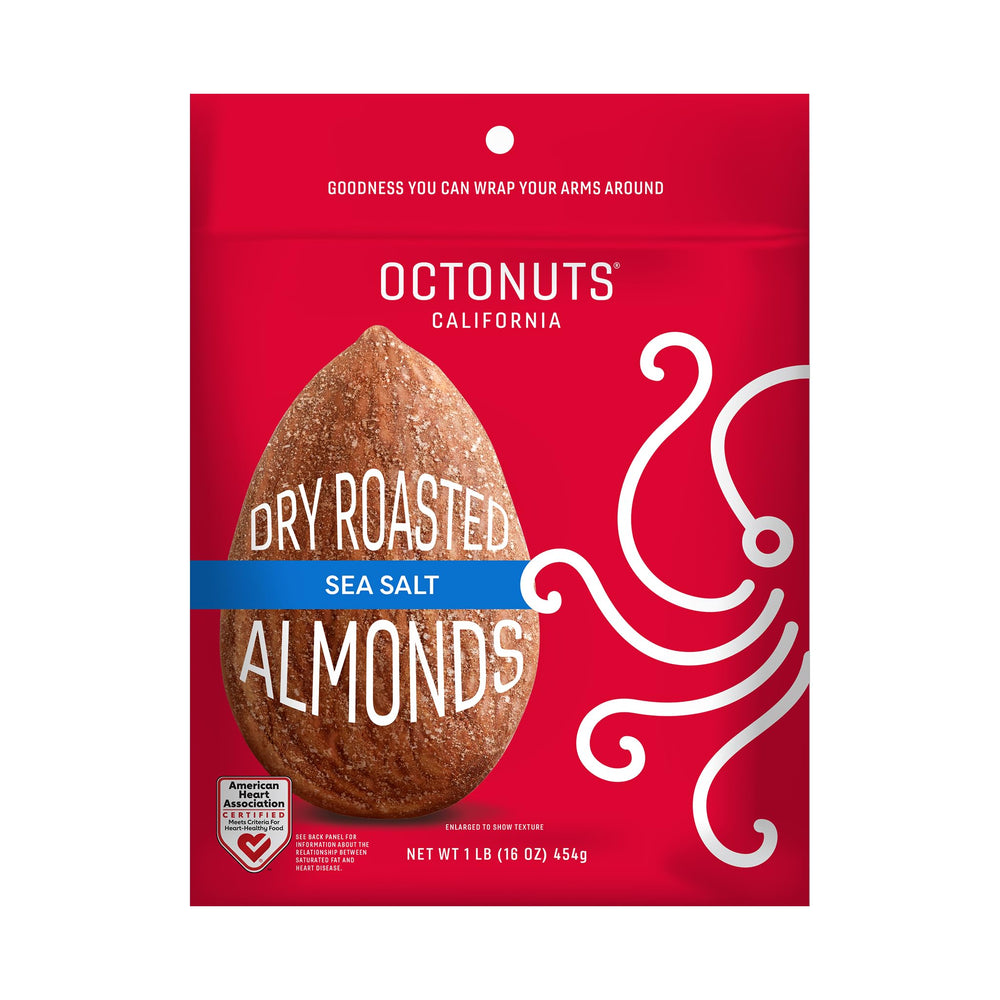 OCTONUTS dry roasted sea salt almonds deliver crunchy protein for on-the-go snacking.