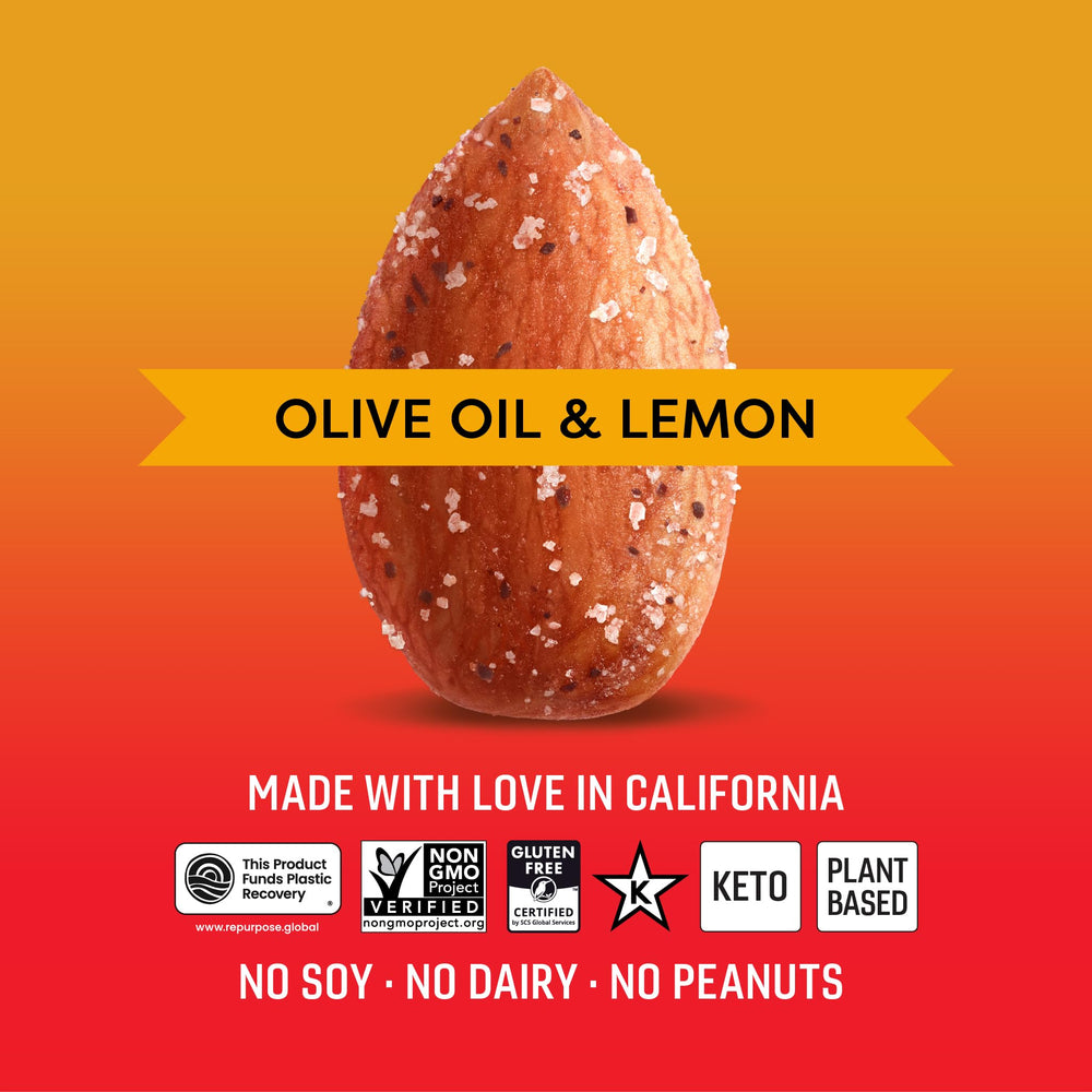 Flavor variety lineup including lemon and sea salt OCTONUTS almonds