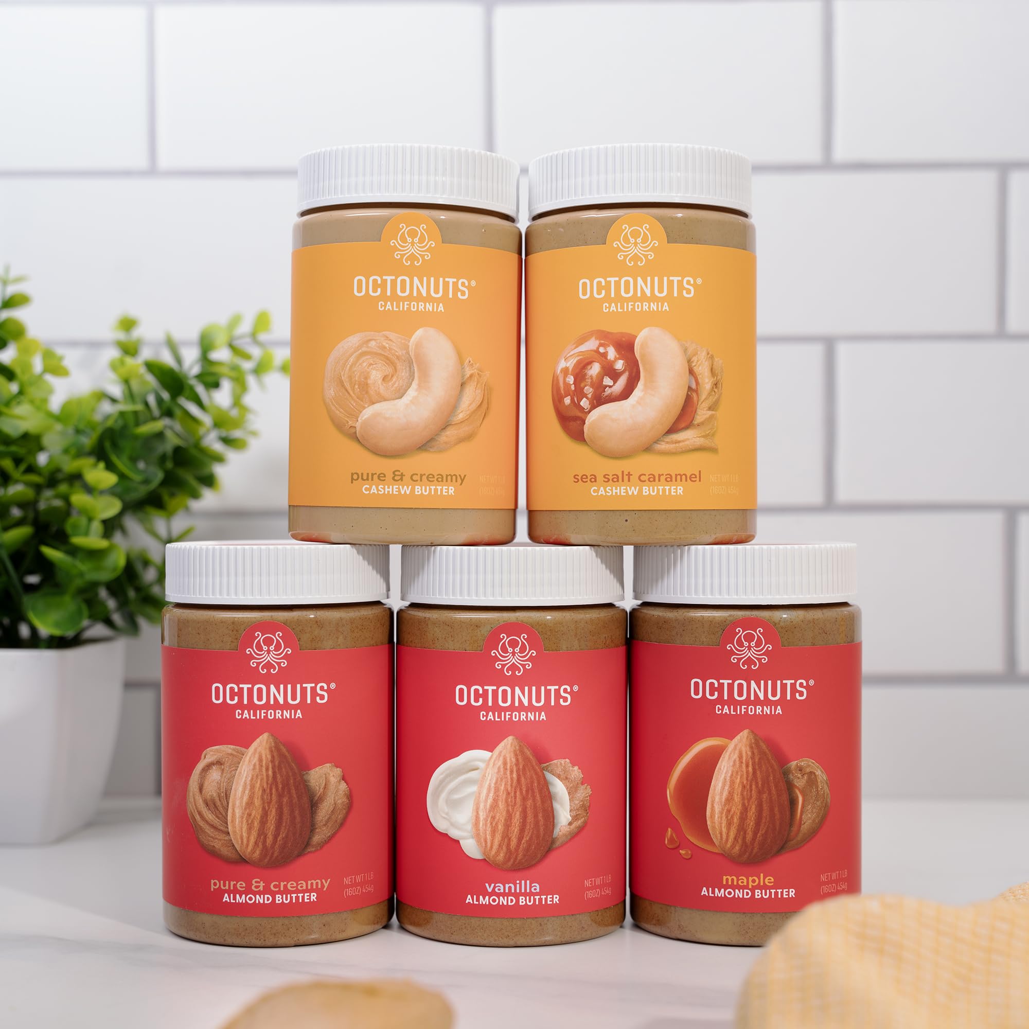 OCTONUTS non GMO cashew butter jar for simple everyday use.