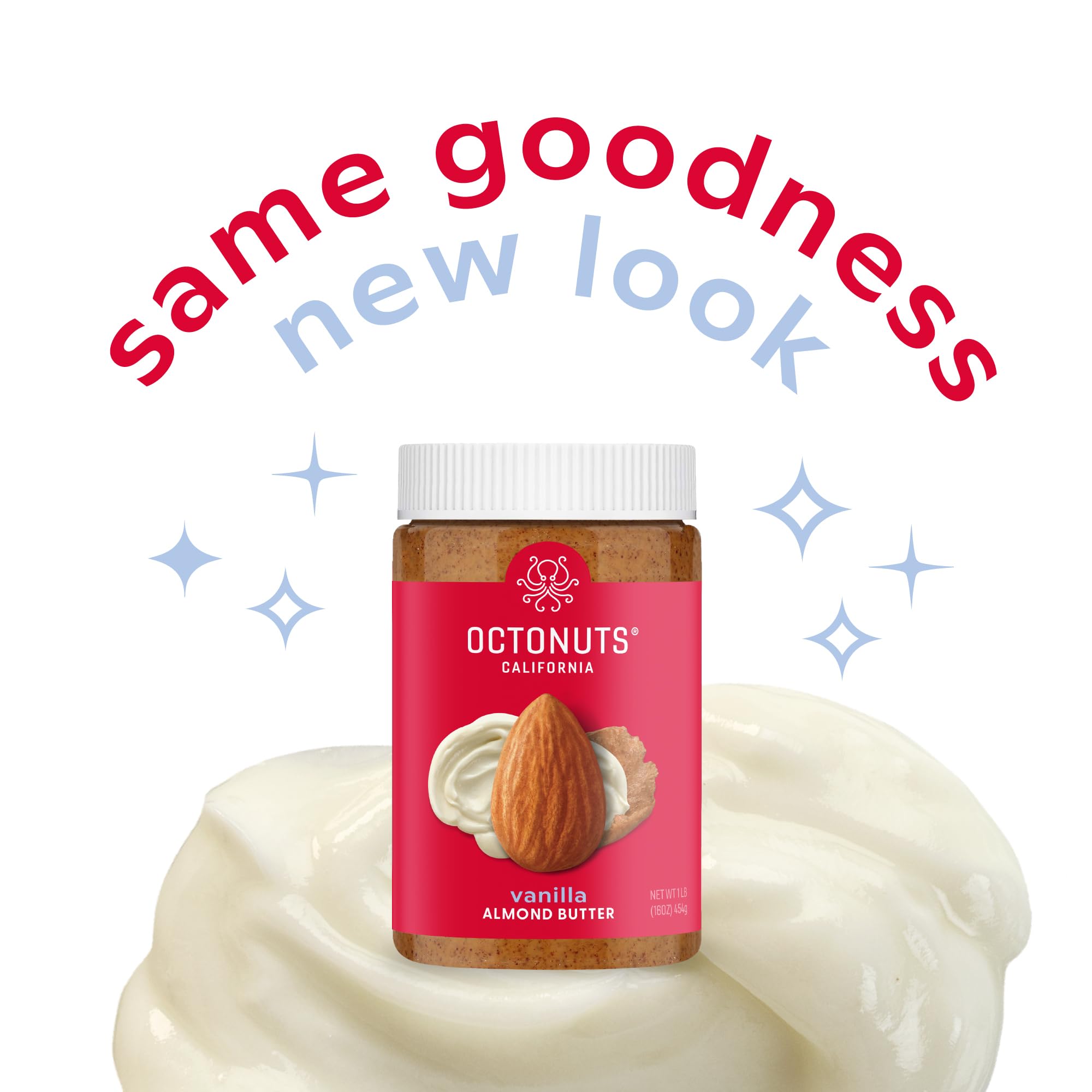 OCTONUTS Vanilla Almond Butter on fruit demonstrates versatile snacking.