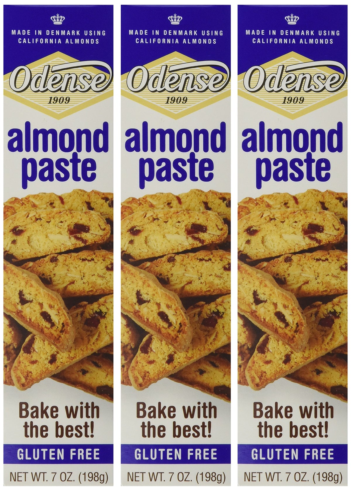 Odense Almond Paste 3-pack packshot highlights value for home bakers.