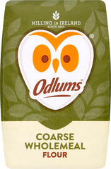Odlums Wholemeal Coarse bag of flour ready for nutritious baking.