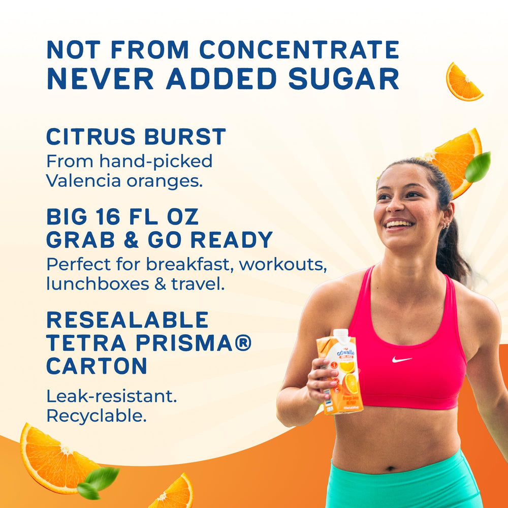 ODWALLA just-picked Valencia orange close-up with bright juice